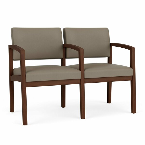 Lesro Lenox Wood 2 Seat Tandem Seating Wood Frame, Walnut, MD Farro Upholstery LW2103